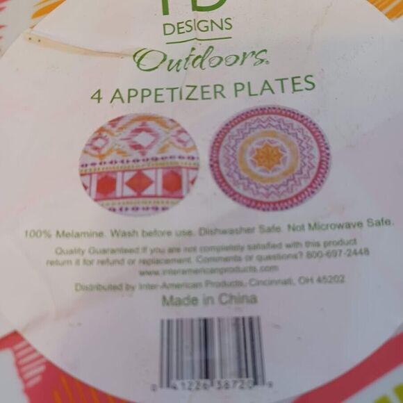 HD Designs Outdoors Melamine 6” Appetizer Dessert Tapas Plates Lot of 8 - Picture 7 of 8